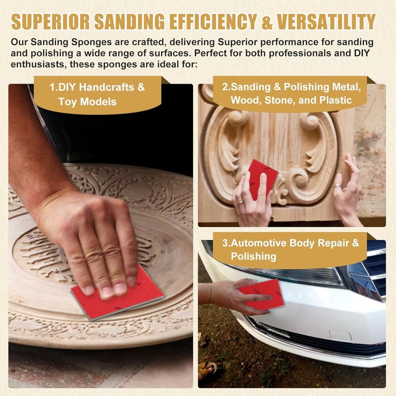 Langthering 24pcs 3000Grits Sanding Sponge, Wet and Dry 4"x3" Sanding Block, Reusable Sand Paper for Metal Wood Drywall Walls Stone Automotive Paint Plastic DIY (3000 Grits) - Image 5